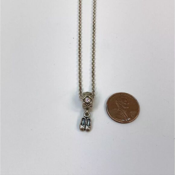 Pandora 925 ALE Sterling Silver Ballet Dancer Shoes Pendant NecklaceC - Picture 2 of 4